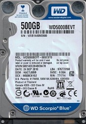 Western Digital 500 GB SATA 2.5'' Laptop Internal HDD WD5000BEVT-00SCST0