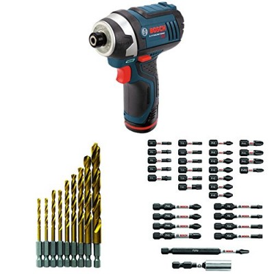 Bosch PS41- Drill 2A 12-Volt Max Lithium-Ion 1/4-Inch Hex Impact Driver Kit with 2 Batteries, and Case. (NO CHARGER)